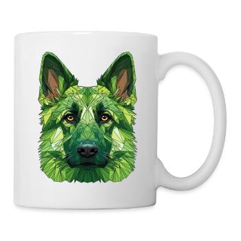 Grüner Polygonwolf - Tasse - Weiß - Rechts