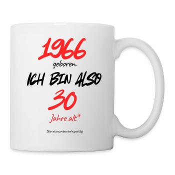 1966 geboren – immer noch 30, 60. Geburtstag - Tasse - Weiß - Rechts