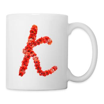 Initial K aus Mohnblumen - Tasse - Weiß - Rechts