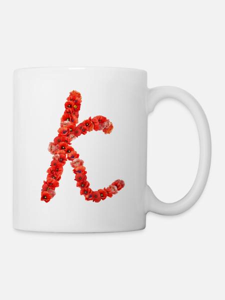 Initial K aus Mohnblumen - Tasse - Weiß