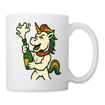Einhorn-Popping-Flasche Spaß Festliche Maskottchenkunst - Tasse - Weiß - Rechts