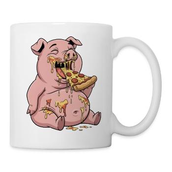 Süßes Schwein Ferkel Pizza Italienisch Essen - Tasse - Weiß - Rechts