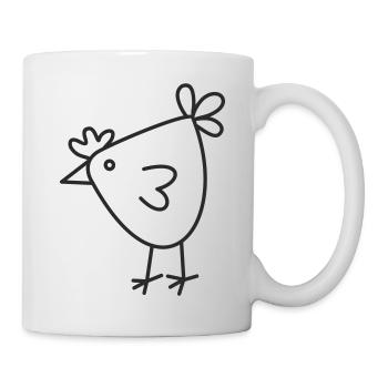 Fröhliches Huhn Cartoon - Tasse - Weiß - Rechts