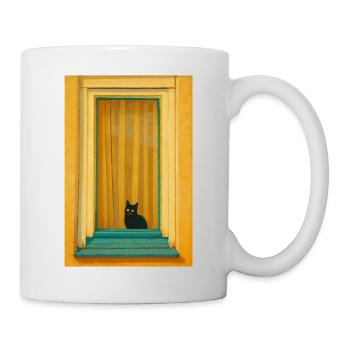 Cat in Turquoise Window Frame - Mug - white - Right