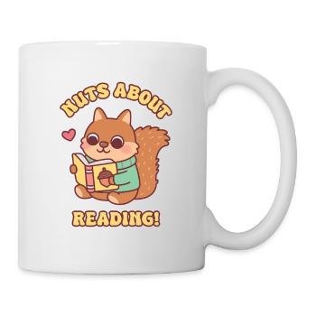 Un écureuil mignon avec un fan de livres pour lire le jeu de mots - Mug blanc - blanc - Droite