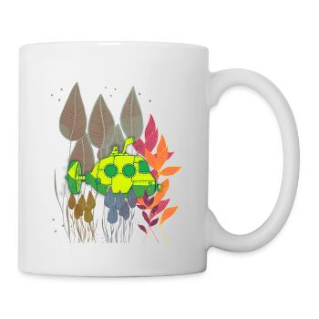 Sous-marin néon dans un feuillage coloré - Mug blanc - blanc - Droite
