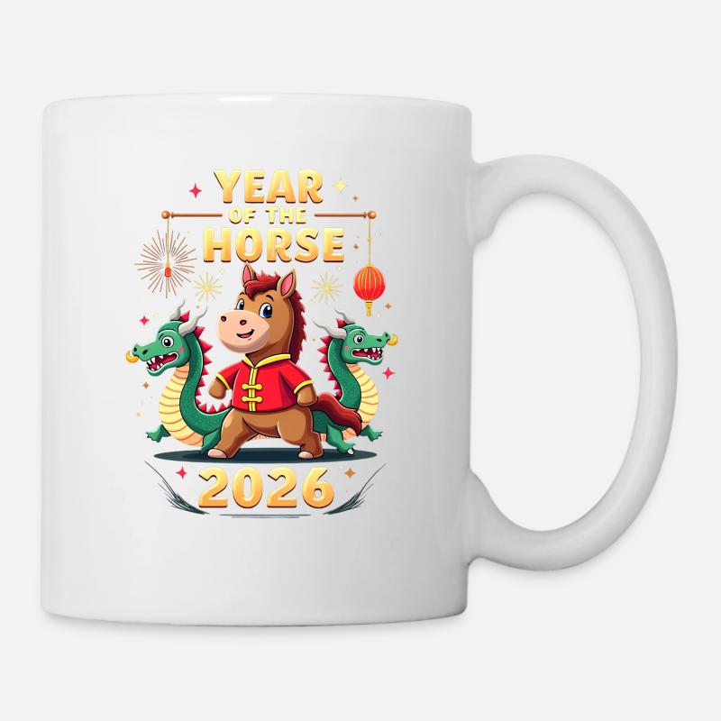 Nouvel An chinois du cheval 2026 - Mug blanc - blanc