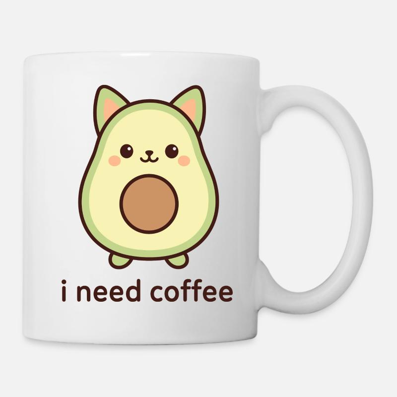 Kawaii Avocado Fruit Face - Mug - white