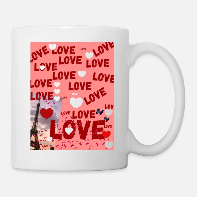 Paris et l’amour : collage typographique d’amour - Mug blanc - blanc
