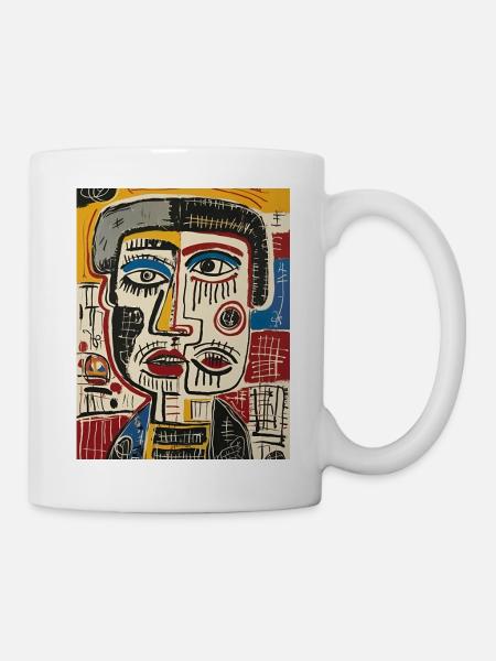 Lebendiges kubistisches Gesicht - Tasse - Weiß