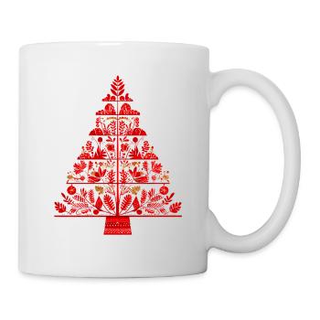 Abstract Christmas Tree Red – Boho Folk Art - Mug - white - Right