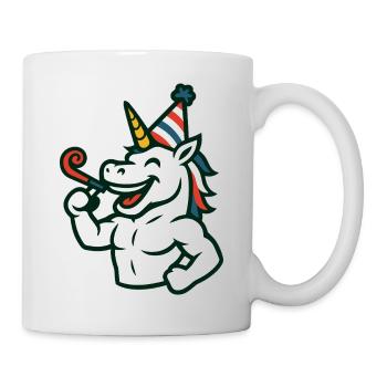 Party Unicorn Gym Maskottchen-Feier Spaßkraft - Tasse - Weiß - Rechts