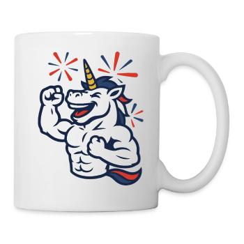 Party Unicorn Gym Maskottchen-Feier Spaßkraft - Tasse - Weiß - Rechts