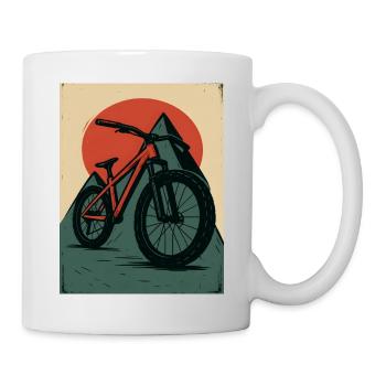 Mountain Bike mit Sonnen und Pyramide - Tasse - Weiß - Rechts