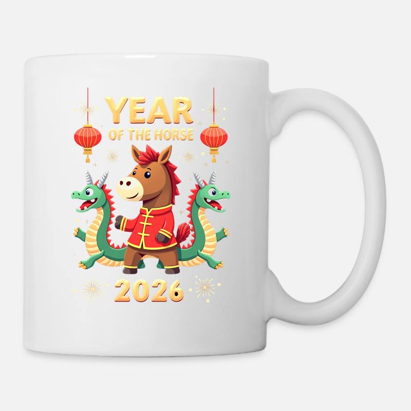 Nouvel An chinois du cheval 2026 - Mug blanc - blanc
