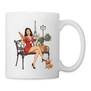 Pin-up de Paris sur le banc - Mug blanc - blanc - Droite