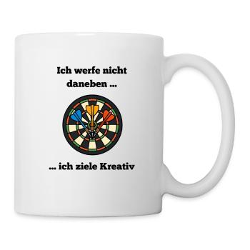 Dartboard Farbkreis mit Darts - Tasse - Weiß - Rechts