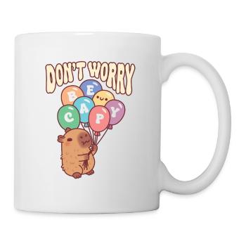 Cute Capybara With Balloons Don't Worry Be Capy - Mug - white - Right
