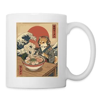 Kawaii Gamer Shiba Gaming with Ramen Bowl Süß - Tasse - Weiß - Rechts