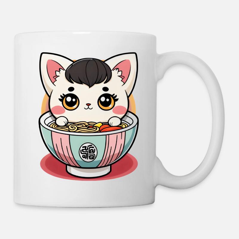 Kawaii Ramen Katze - Tasse - Weiß