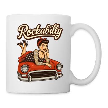 Rockabilly Vintage Car Pin Up Tattoo Gift - Mug - white - Right