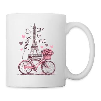 Paris Tour Eiffel Vélo Coeurs Fleurs France - Mug blanc - blanc - Droite