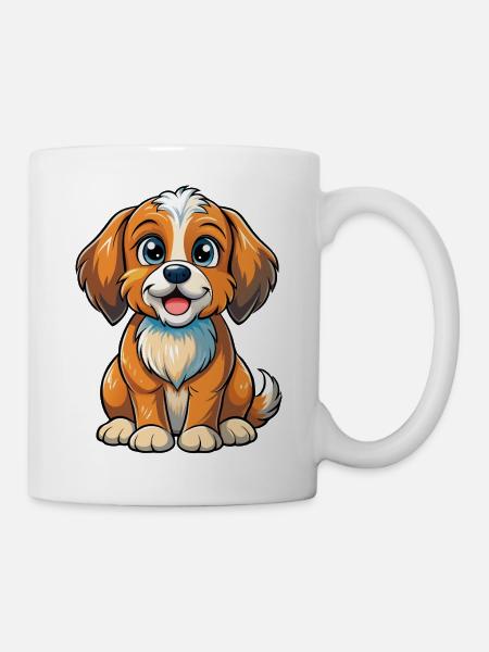 Sitzender Welpe - Tasse - Weiß