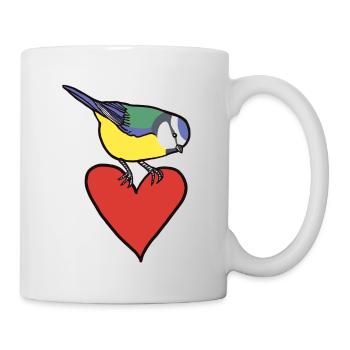 Meise und Herz - Tasse - Weiß - Rechts