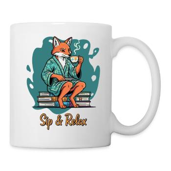 Fuchs Tee & Bücher Lounge - Tasse - Weiß - Rechts