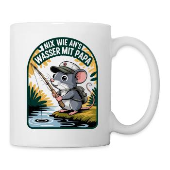 Maus am Wasser mit Papa - Tasse - Weiß - Rechts