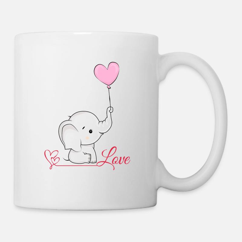 Love elephant with heart balloon - Mug - white