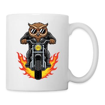 Cool Biker Owl Motorradflammen - Tasse - Weiß - Rechts
