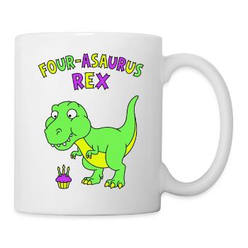 Four-asaurus Rex 4 Birthday - Mug - white - Right