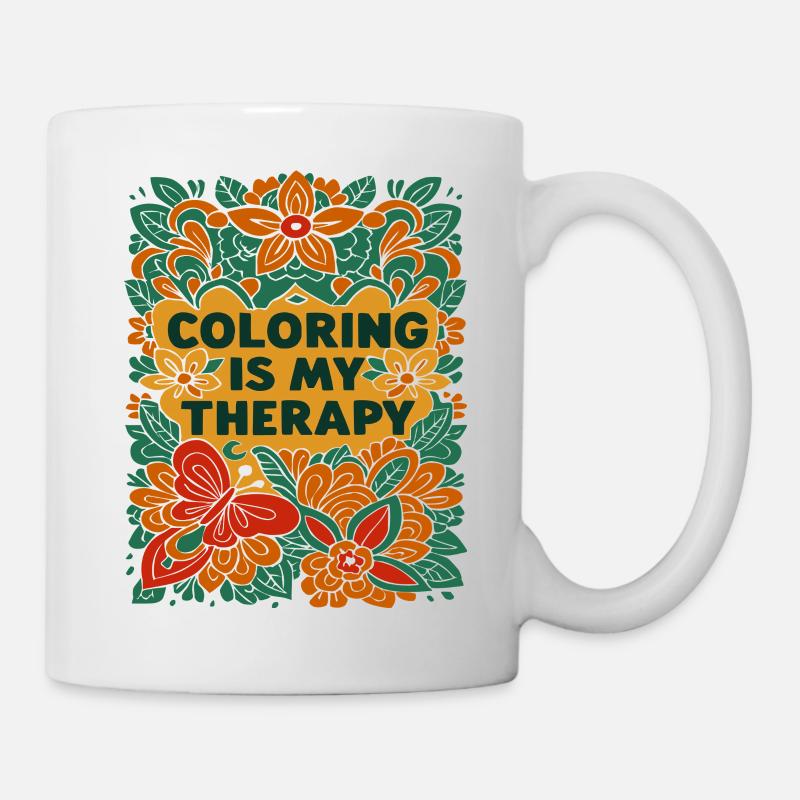 Coloring is my Therapy - Mug - white