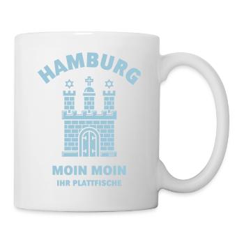 Hamburg – Moin Moin Ihr Plattfische Plattdeutsch S - Tasse - Weiß - Rechts