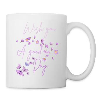Je vous souhaite une bonne journée florale - Mug blanc - blanc - Droite