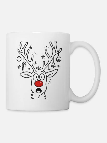 Weihnachten Rudolph - Rentier Elch Santa Claus - Tasse - Weiß