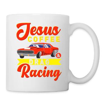 Jesus Coffee et conception de voitures musclées pour la course de dragsters - Mug blanc - blanc - Droite