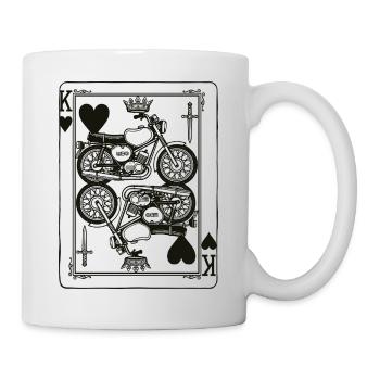 Herz König Motorrad - Biker Spielkarte Geschenk - Tasse - Weiß - Rechts