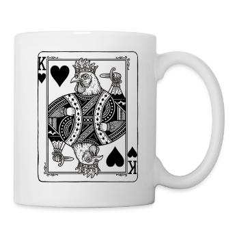 Herz König Huhn - Bauernhof Spielkarte Geschenk - Tasse - Weiß - Rechts