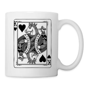 Herz König Pferd - Reiten Spielkarte Geschenk - Tasse - Weiß - Rechts