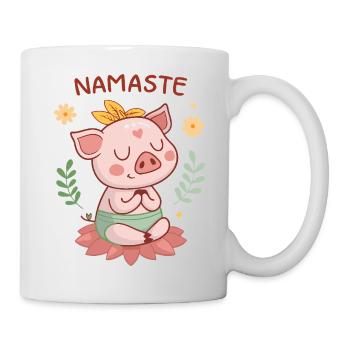 Namaste Zen Pig on Lotus - Mug - white - Right