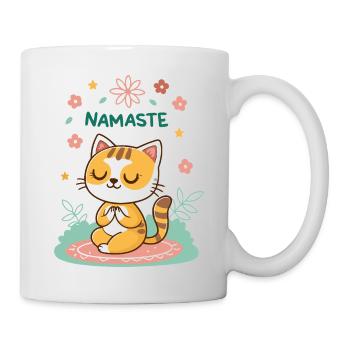 Cat Namaste Zen Flowers Nature - Mug - white - Right