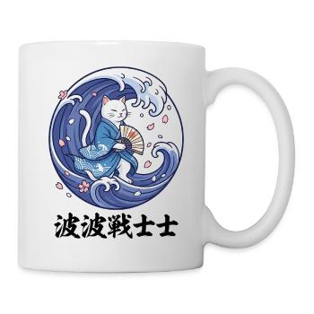 Funny Cat Great Wave off Kanagawa Japanese Art - Mug - white - Right