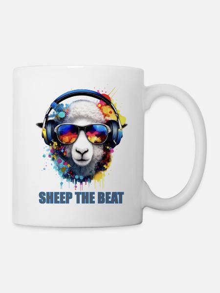 Sheep The Beat: Colorful Headphone Sheep - Mug - white