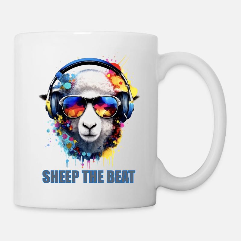 Sheep The Beat: Colorful Headphone Sheep - Mug - white