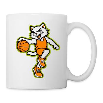 Wildcat-Basketball-Action-Maskottchen - Tasse - Weiß - Rechts
