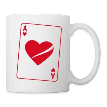 Herz Ass Poker Kostüm Damen Karneval Lustig - Tasse - Weiß - Rechts