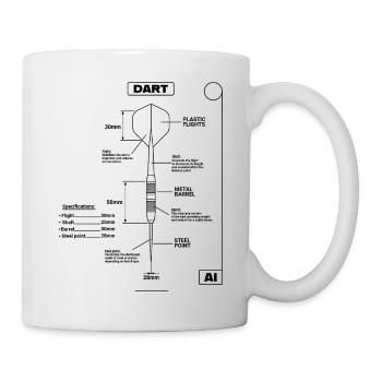 Dart,DartsDartpfeil-Blaupause - Tasse - Weiß - Rechts