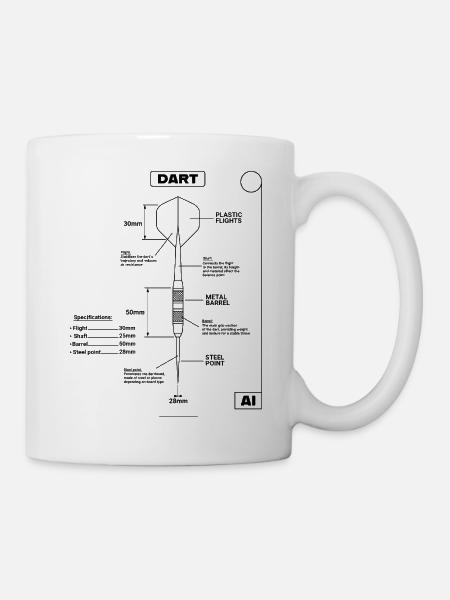 Dart,DartsDartpfeil-Blaupause - Tasse - Weiß